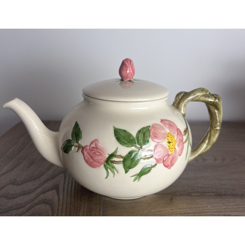 VTG 1940-47 Franciscan Desert Rose Teapot with Lid California USA Signed 4 Cup